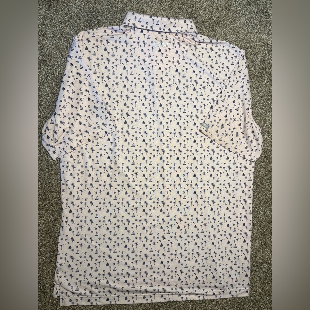 Straight Down Men’s Polo Large Palm Tree Sail Boat Print Pink - Picture 12 of 12